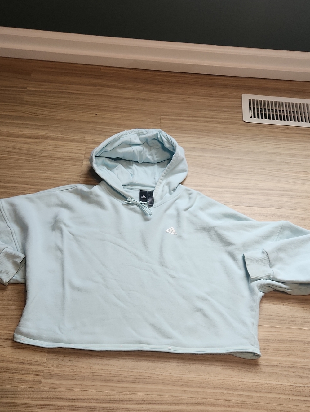 adidas Women's Pastel Blue Cropped Hoodie
